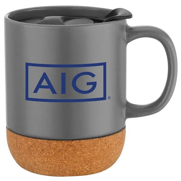 12oz. Cork Bottom Ceramic Mug with Plastic Lid