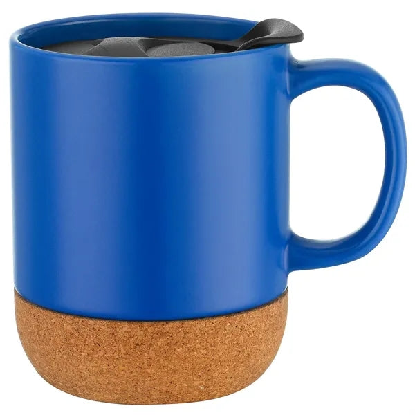 12oz. Cork Bottom Ceramic Mug with Plastic Lid