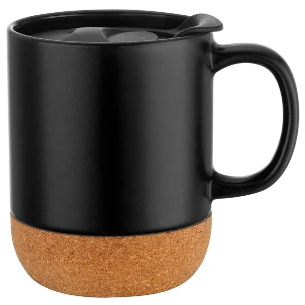 12oz. Cork Bottom Ceramic Mug with Plastic Lid