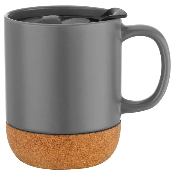 12oz. Cork Bottom Ceramic Mug with Plastic Lid