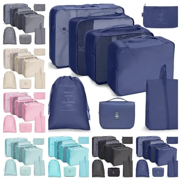 8 Set Travel Packing Cubes with Laundry Bag for Luggage