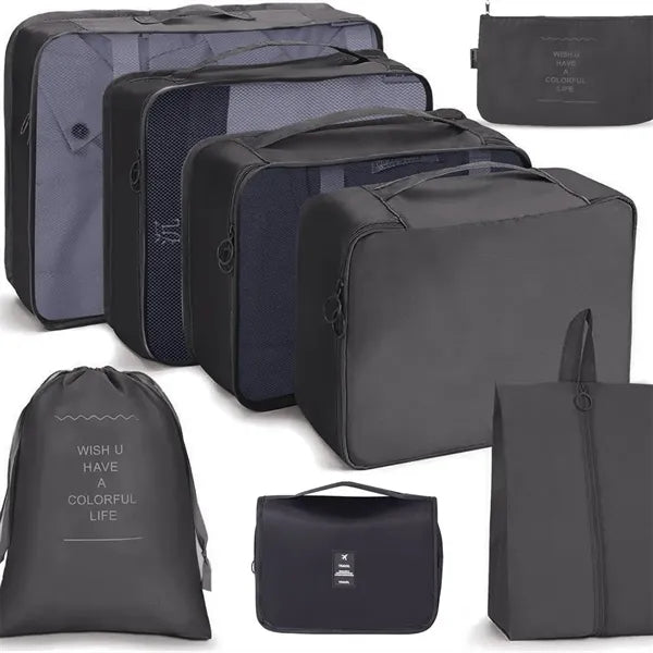 8 Set Travel Packing Cubes with Laundry Bag for Luggage