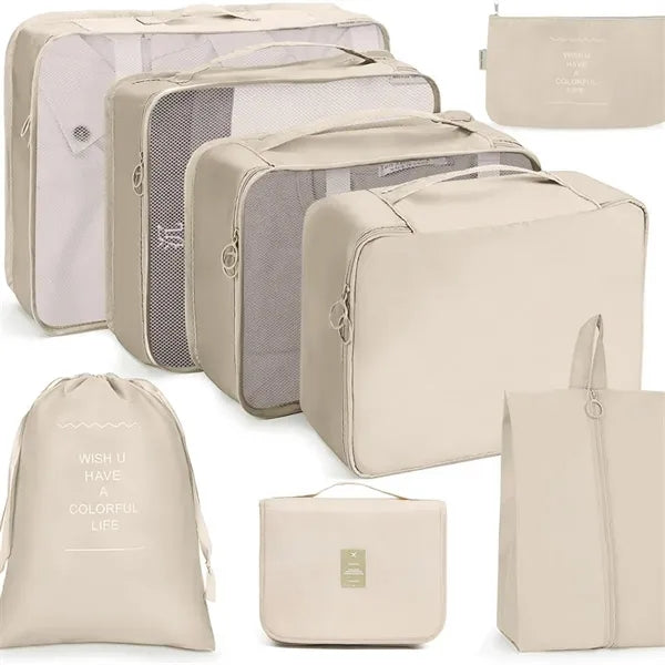 8 Set Travel Packing Cubes with Laundry Bag for Luggage