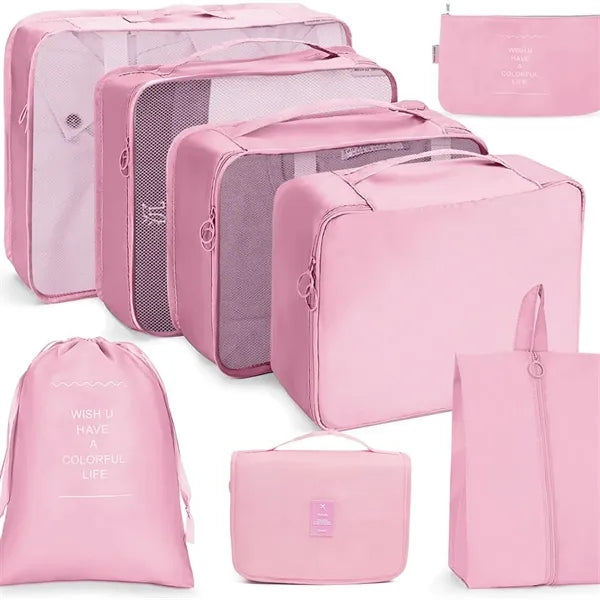 8 Set Travel Packing Cubes with Laundry Bag for Luggage