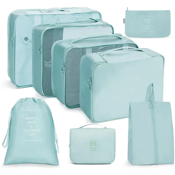8 Set Travel Packing Cubes with Laundry Bag for Luggage