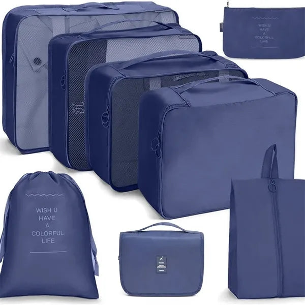 8 Set Travel Packing Cubes with Laundry Bag for Luggage