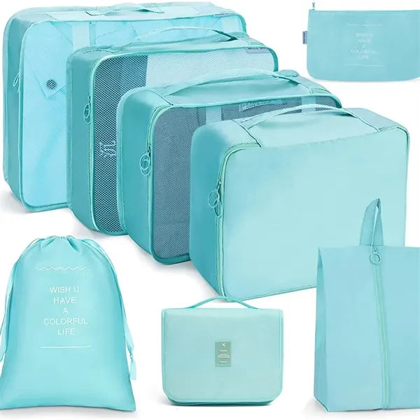 8 Set Travel Packing Cubes with Laundry Bag for Luggage
