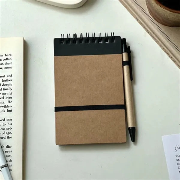 Kraft Top-Flip Spiral Notebook 3.5x5.5" With Ballpoint Pen