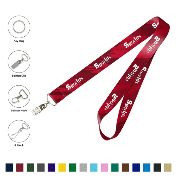 1" Sublimated Lanyard W/ Metal Bulldog Clip