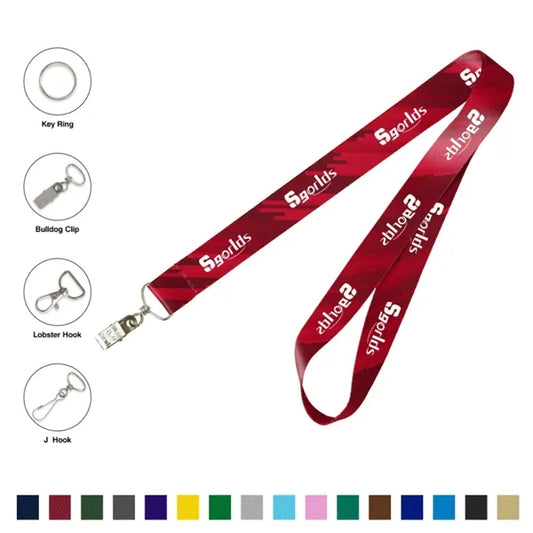 1" Sublimated Lanyard W/ Metal Bulldog Clip