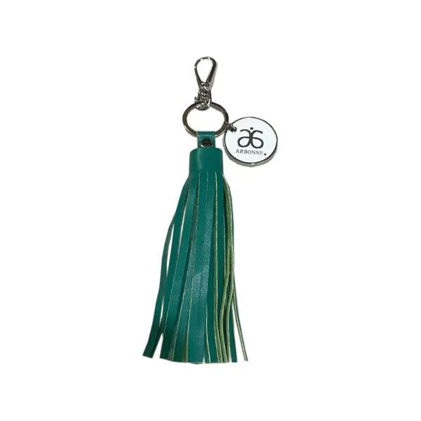 Keychain with Leather Strings and Custom Metal Plate