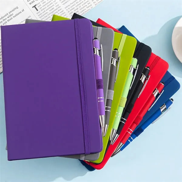 A5 PU Leather Lined Journal Notebook with Pen