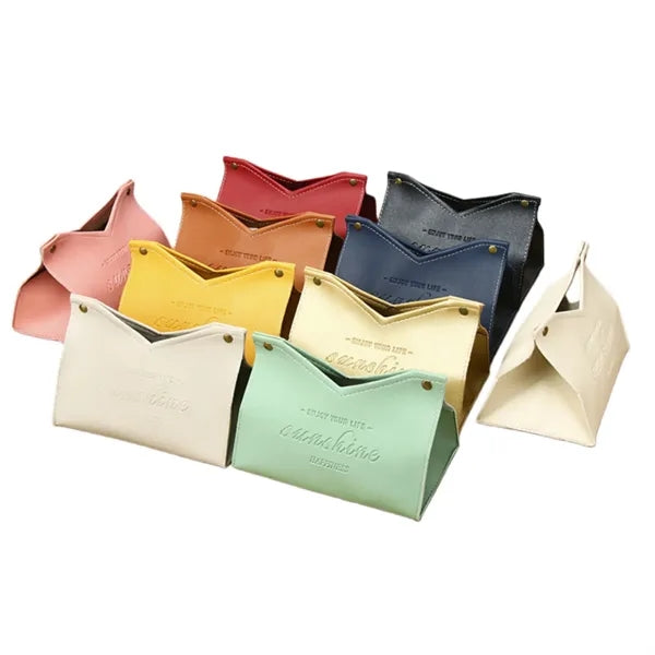 Rectangle V-Shaped PU Leather Tissue Box Cover