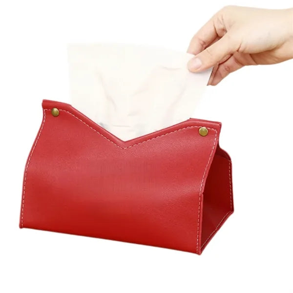 Rectangle V-Shaped PU Leather Tissue Box Cover