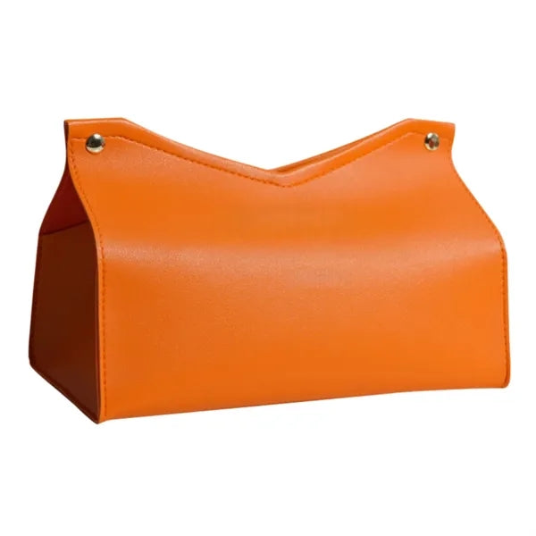 Rectangle V-Shaped PU Leather Tissue Box Cover