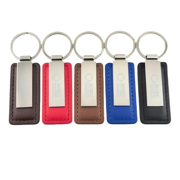 Rectangular PU Leather Keychain