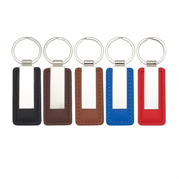 Rectangular PU Leather Keychain