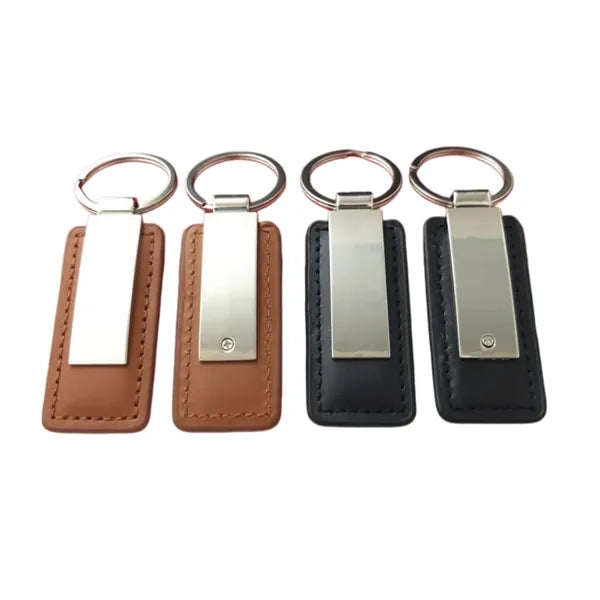 Rectangular PU Leather Keychain