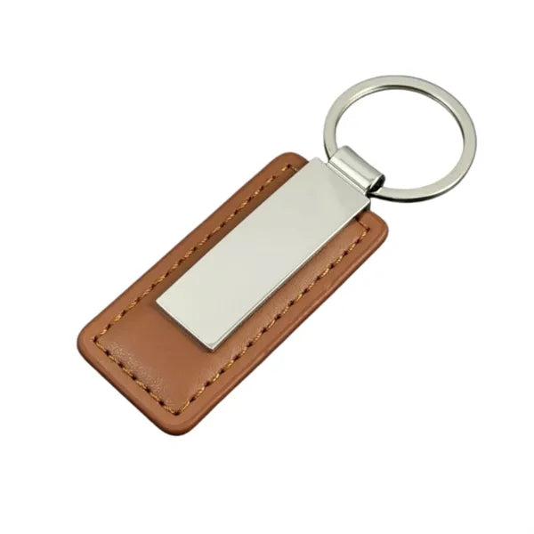 Rectangular PU Leather Keychain