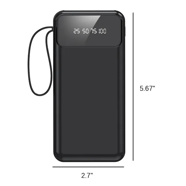 10000mAh Fast Charging Power Bank with 4 Built-In Cables