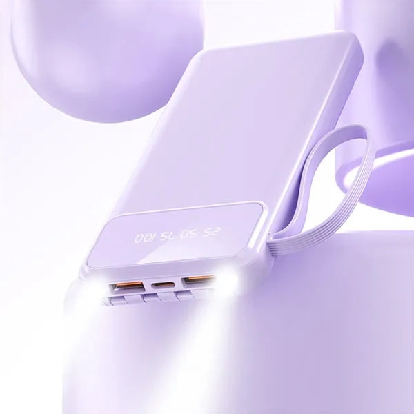 10000mAh Fast Charging Power Bank with 4 Built-In Cables