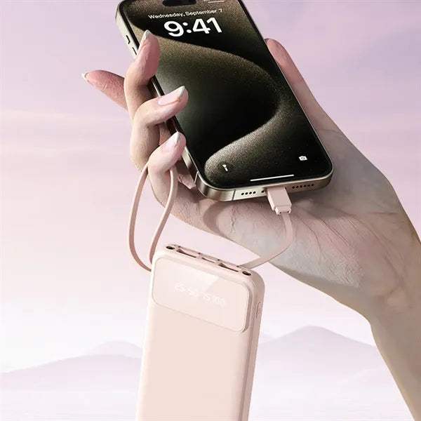 10000mAh Fast Charging Power Bank with 4 Built-In Cables