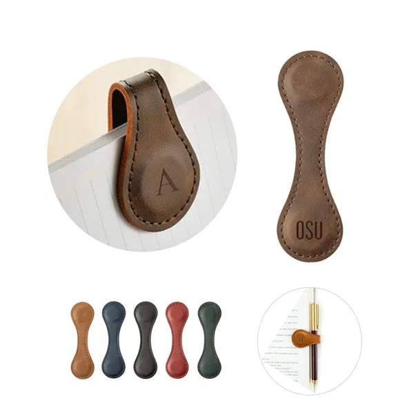 Leather Magnetic Bookmark/Pen Holder