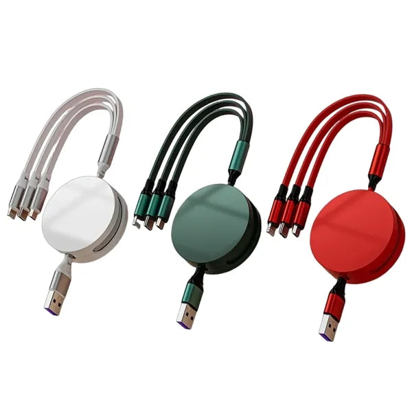 100W 3 in 1 Retractable Charging Cable Fast Charger