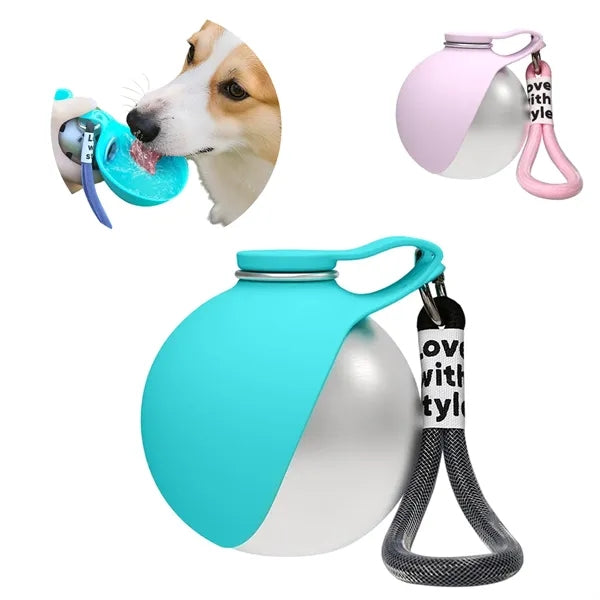 Portable Stainless Steel Dog Water Bottle With Bowl