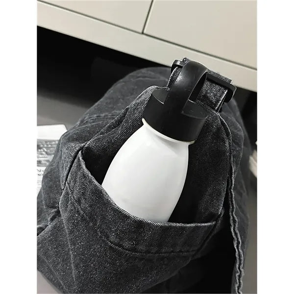 Unisex Denim Crossbody Tote Bag Large Capacity Adjustable