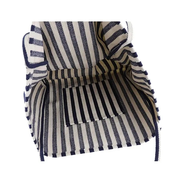 Striped Canvas Tote Bag Multi Color Large Capacity Casual