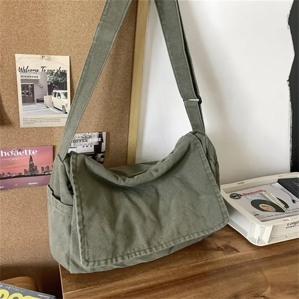 Canvas Messenger Bag Multi Color Casual Adjustable Strap