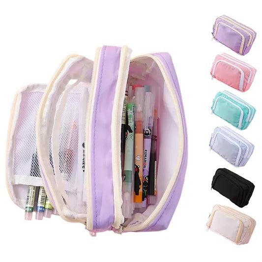 Large Capacity Multi Layer Pencil Case Stationery Bag