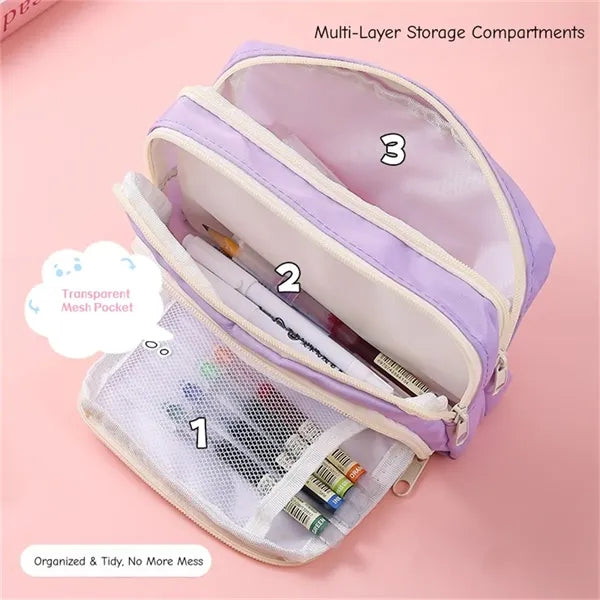 Large Capacity Multi Layer Pencil Case Stationery Bag