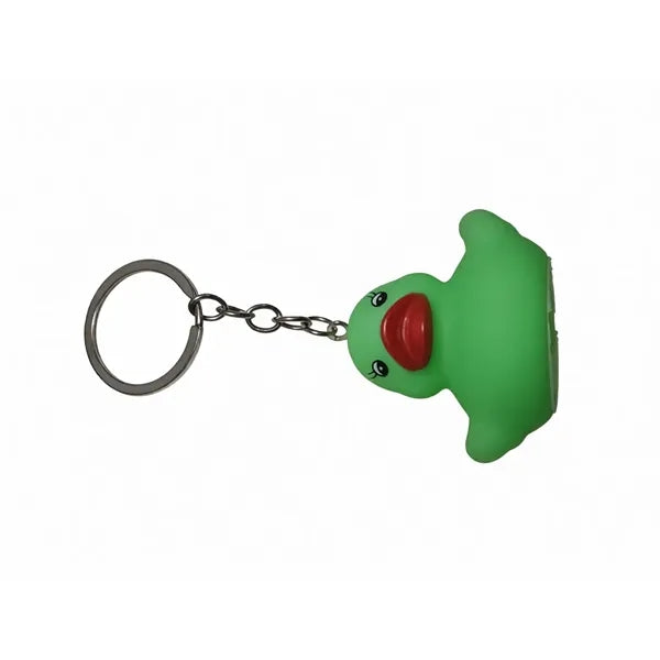 Playful Cartoon Yellow Duck Soft Rubber Keychain Accessory