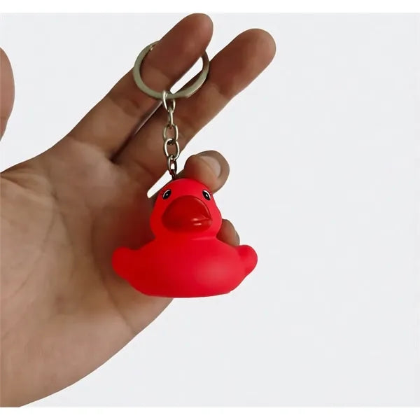 Playful Cartoon Yellow Duck Soft Rubber Keychain Accessory
