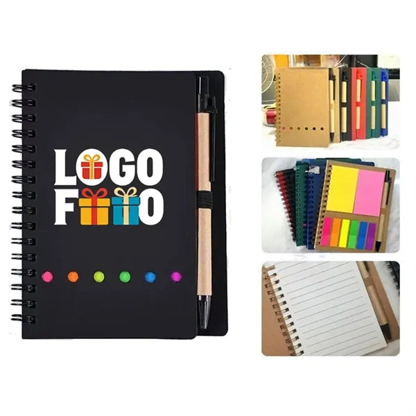 Spiral Notebook with Pen and Sticky Notes Multi Color