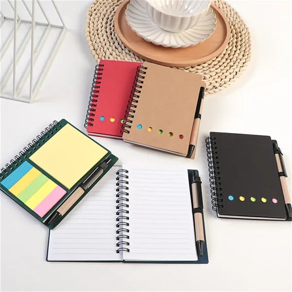 Spiral Notebook with Pen and Sticky Notes Multi Color