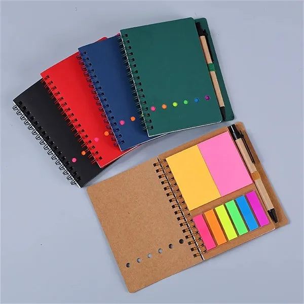 Spiral Notebook with Pen and Sticky Notes Multi Color