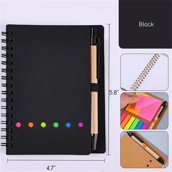 Spiral Notebook with Pen and Sticky Notes Multi Color
