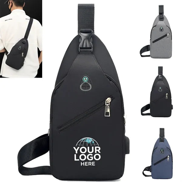 Crossbody Chest Bag With Charging and Headphone Hole