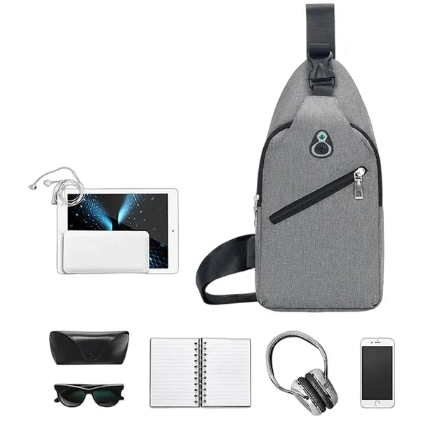 Crossbody Chest Bag With Charging and Headphone Hole