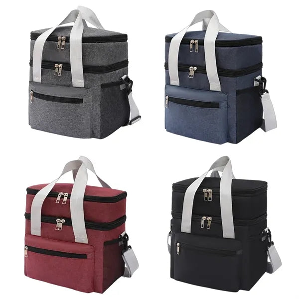 Insulated Cooler Tote Lunch Bag with Double Compartment