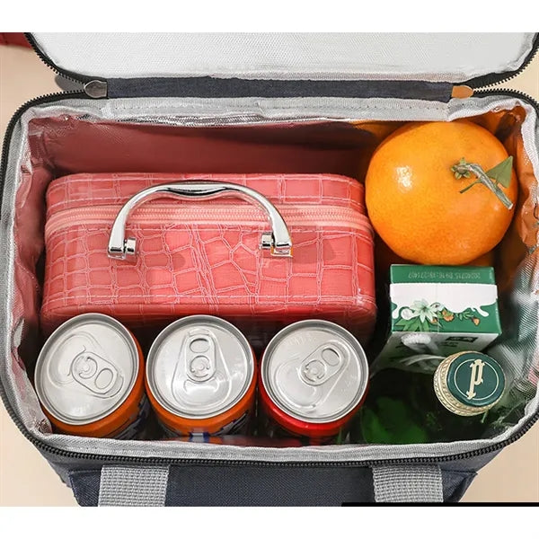 Insulated Cooler Tote Lunch Bag with Double Compartment