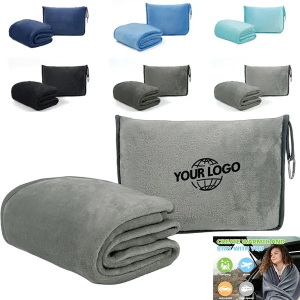 2 in 1 Premium Soft Travel Airplane Blanket and Pillow