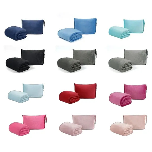 2 in 1 Premium Soft Travel Airplane Blanket and Pillow