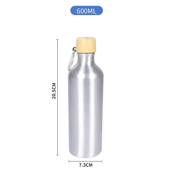 Aluminum Water Bottle with Bamboo Lid and Carabiner