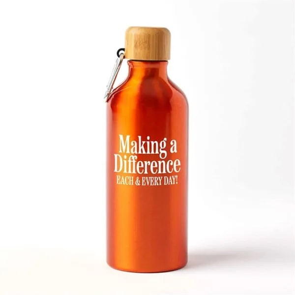 Aluminum Water Bottle with Bamboo Lid and Carabiner