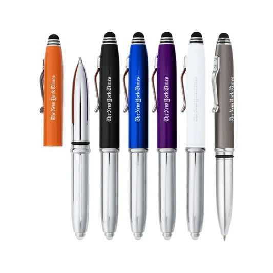 Union Printed - 3 in 1 Flashlight and Stylus Metal Pen