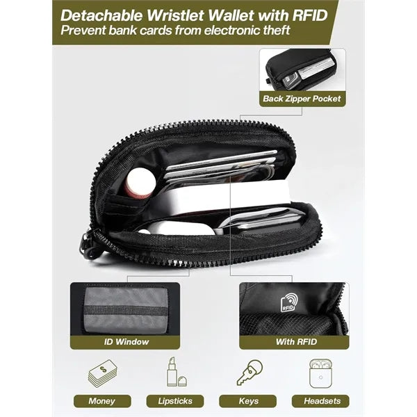 Lanyard with Detachable RFID Wristlet Wallet